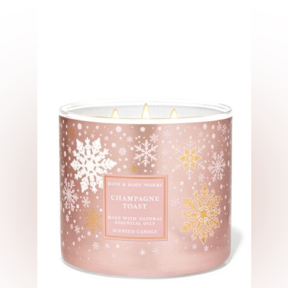 Bath and Body Works 3 Wick Candles Champagne Toast and Snowflakes & Citrus - Picture 4 of 4